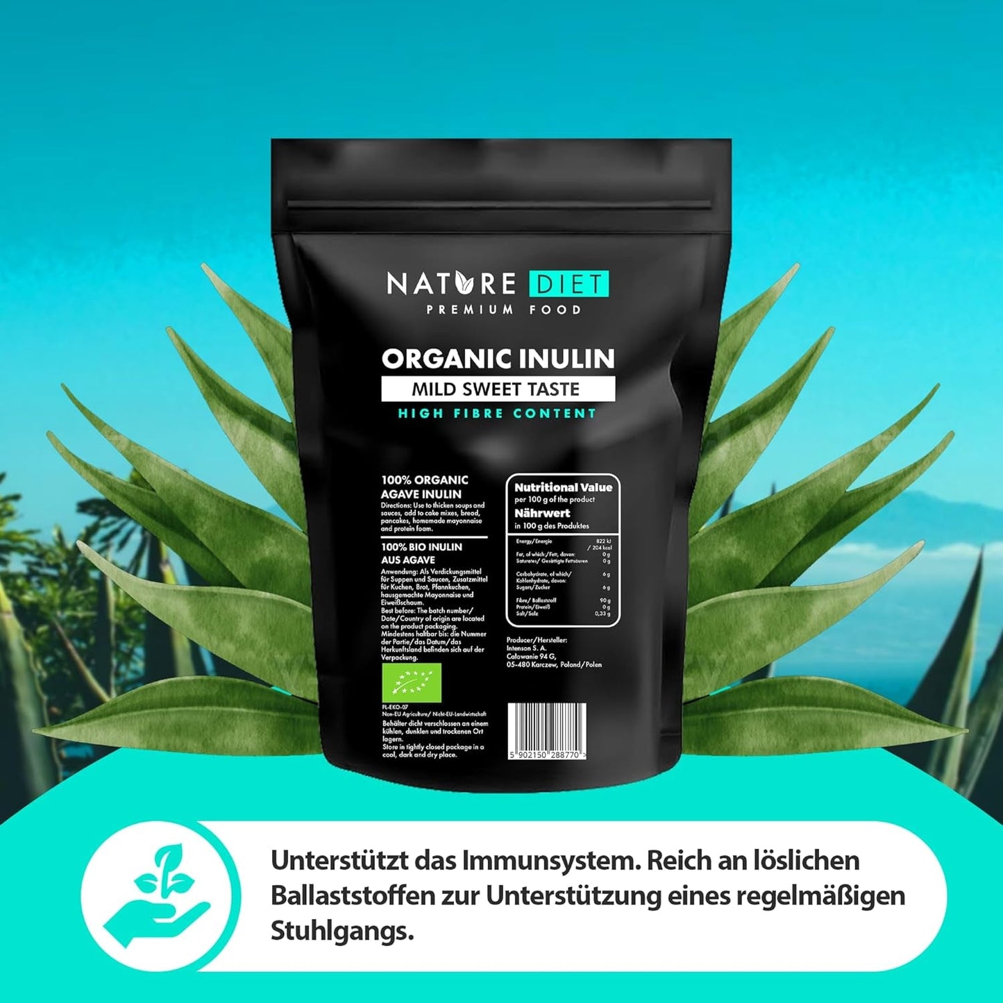Dieta Natury - Bio-Inulina 1 Kg | Z Agawą | Natürliches Präbiotikum Słodziki Naty Shop