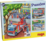 Puzzle straży pożarnej HABA - 3-częściowy zestaw dla dzieci w wieku od 3 lat. Kartonowe puzzle policji i pogotowia - wspierają zdolności motoryczne i koncentrację - 1302759001 Puzzle Naty Shop Default Title