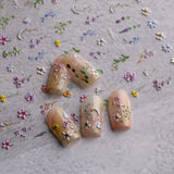 JMEOWIO 3D Nagelsticker Blume Frühling Sommer Floral Nail Art Naklejka Selbstklebend Nagelaufkleber 5D Stereoskopisch Dekoration Nageldesign Zubehör 1 Blatt