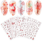 9 Blatt Nagelsticker Weihnachten Nagelaufkleber Selbstklebend Weiß Rentier Schneemann Nail Art Naklejka Dekoration Nageldesign Zubehör