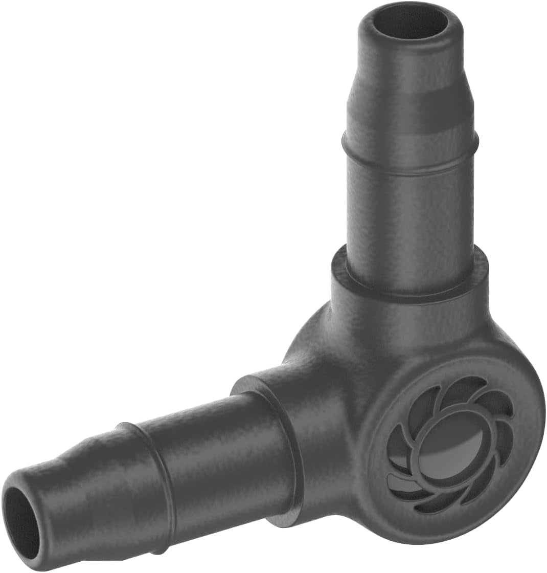 Łącznik L do Gardena Micro-Drip 4,6 mm (3/16 cala): do zmiany kierunku rozprowadzania i linii kroplujących o 90 stopni, montaż bez załamań, łatwa i elastyczna technika łączenia (13212-20)
