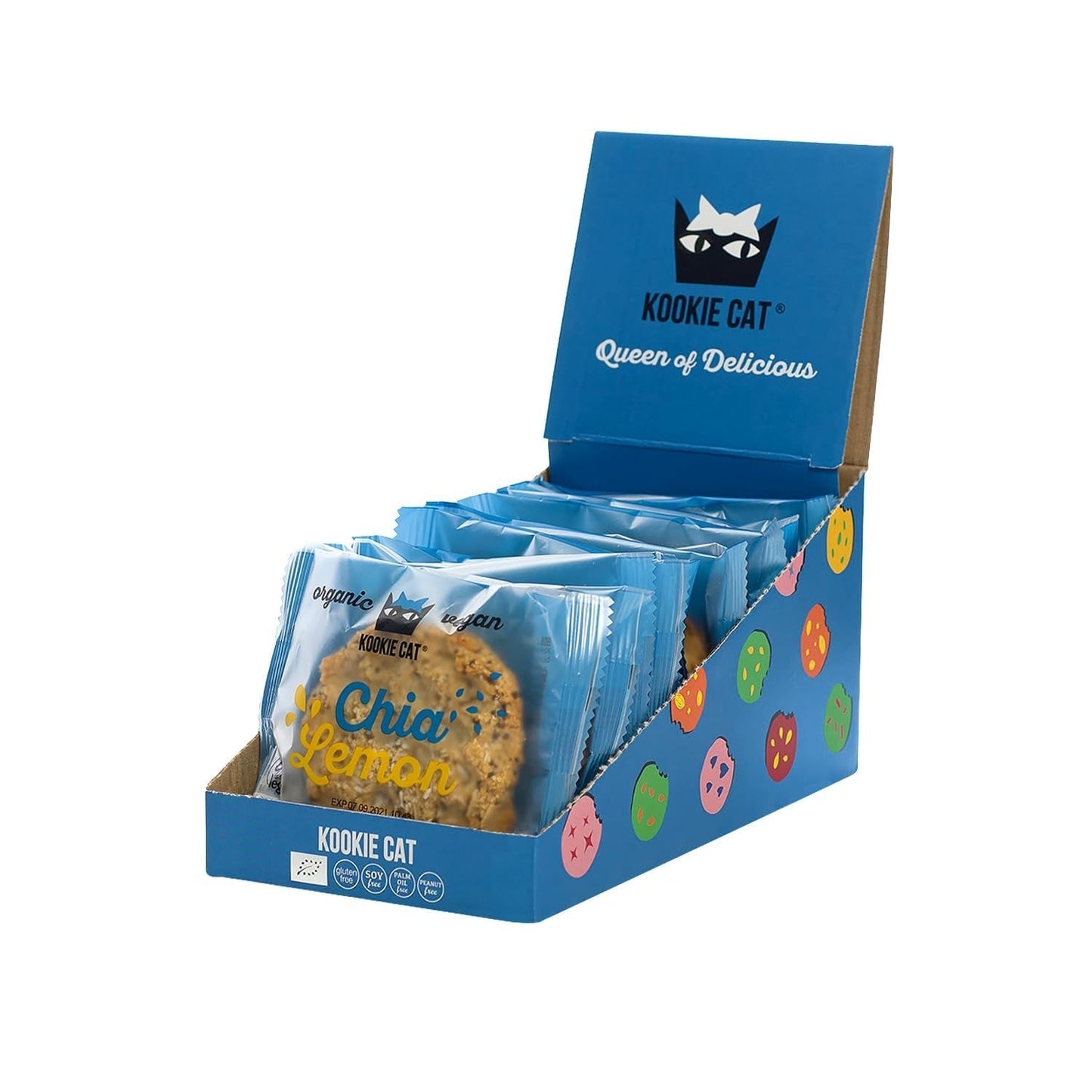Chia i cytryna - pojedynczo pakowane wegańskie ciasteczka, bezglutenowe, bez soi, organiczne, z orzechami nerkowca i owsa - opakowanie zbiorcze 12 x 50 g
