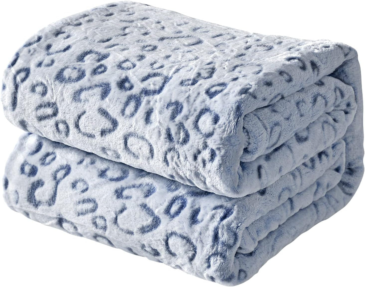 FY FIBER HOUSE flanelowa narzuta z mikrofibry z nadrukiem geparda 3D, 228 x 274 cm, fioletowa Kołdry i kołdry Naty Shop Leopard blue 40"X50"