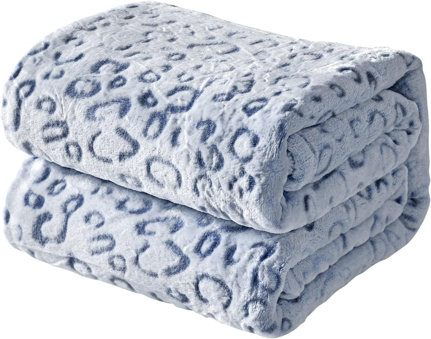 FY FIBER HOUSE flanelowa narzuta z mikrofibry z nadrukiem geparda 3D, 228 x 274 cm, fioletowa Kołdry i kołdry Naty Shop Leopard blue 40"X50"