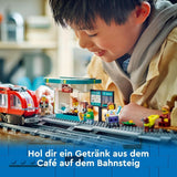 LEGO City tramwaj ze stacją, pomysł na prezent dla fanów zabawek samochodowych od 7 lat, z 6 minifigurkami i psem przewodnikiem do odgrywania ról, zabawka do budowania 60423 Zestawy do budowania Besuche den LEGO-Store