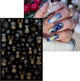 JMEOWIO Nagelsticker Weihnachten Gold Glitter Silber 8 Blatt Nail Art Naklejka Selbstklebend Nagelaufkleber Schneeflocke Winterurlaub Dekoration Nageldesign Zubehör