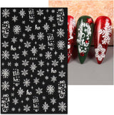 JMEOWIO Nagelsticker Weihnachten Weiß Glitter 8 Blatt Nail Art Naklejka Selbstklebend Nagelaufkleber Schneeflocke Zimowe wakacje Dekoracja Nageldesign Zubehör