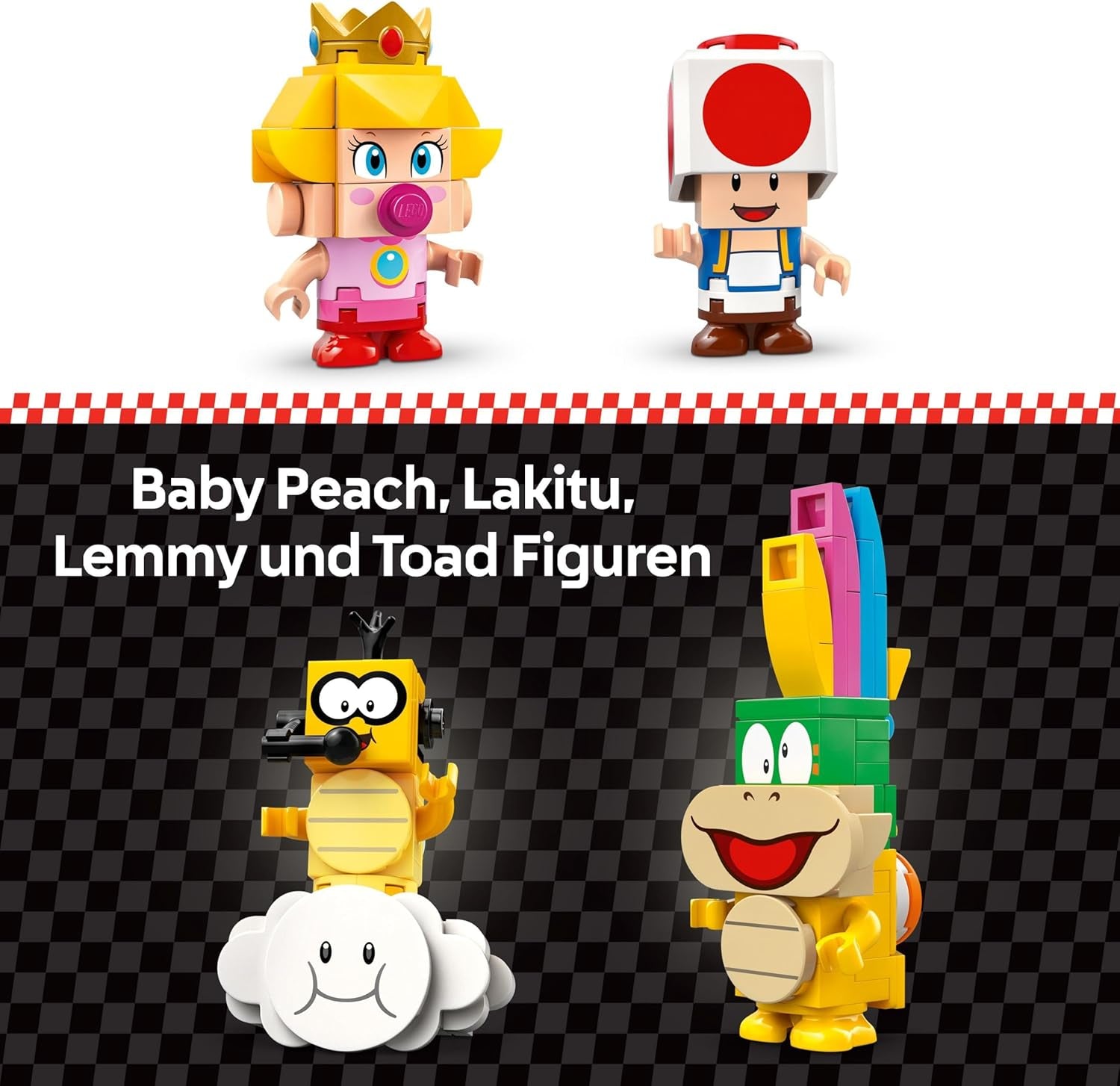 LEGO Super Mario: Mario Kart — zestaw Baby Peach i Grand Prix, figurki Nintendo — Toad, Lakitu, Baby Peach i Lemmy, prezent dla chłopców, dziewcząt i graczy w wieku powyżej 8 lat, zabawka przygodowa 72036 Zestawy do budowania Szukaj w sklepie LEGO