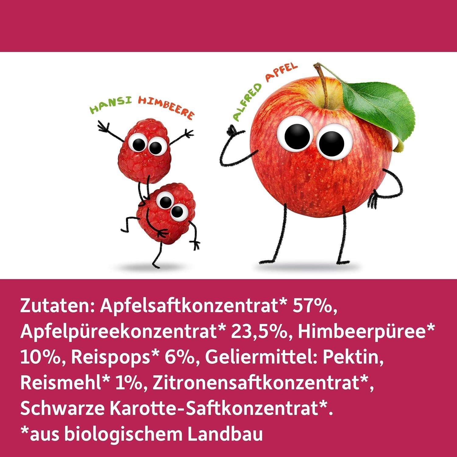 FRECHE FREUNDE Organiczne galaretki owocowe, lizaki jabłkowe, malinowe i ryżowe, słodka owocowa przekąska dla dzieci, bezglutenowe, wegańskie, opakowanie 20 szt. (20 x 30g)