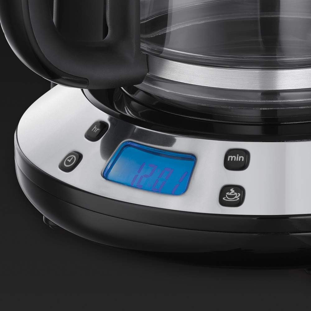 Ekspres do kawy Russell Hobbs [cyfrowy minutnik, słuchawka prysznicowa zapewniająca optymalną ekstrakcję i aromat] Colors+ Creme (1 do 10 filiżanek, szklana karafka 1,25 l, płyta grzewcza, 1100 W) Ekspres do kawy z filtrem 24033-56
