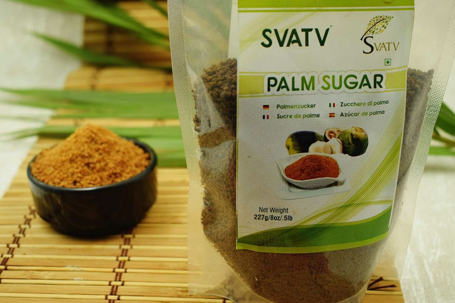 SVATV Brązowy cukier palmowy w proszku, 227 gramów Słodziki Naty Shop
