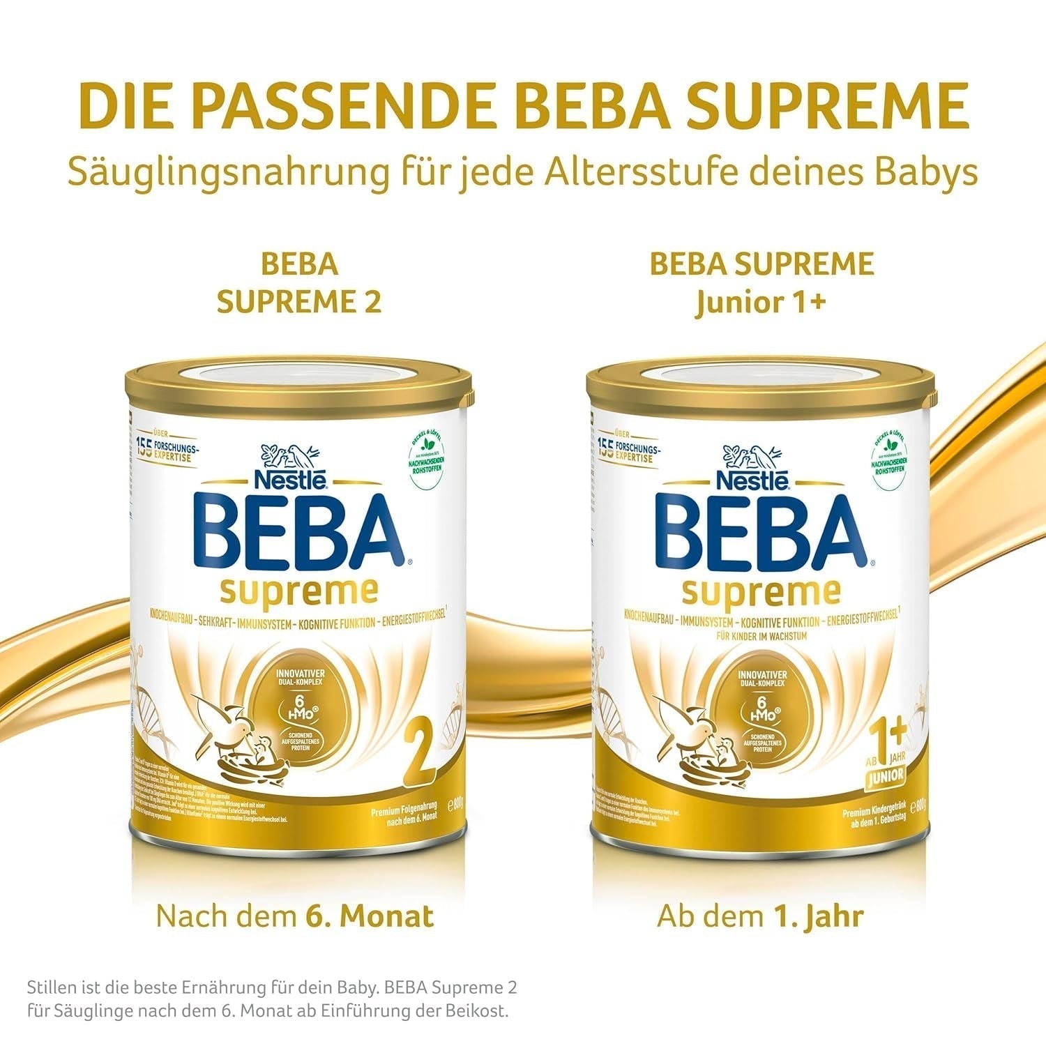 BEBA SUPREME 2 Mleko następne po 6 miesiącu, tylko laktoza, bez oleju palmowego, opakowanie 6 szt. (6 x 800 g) Naty Shop
