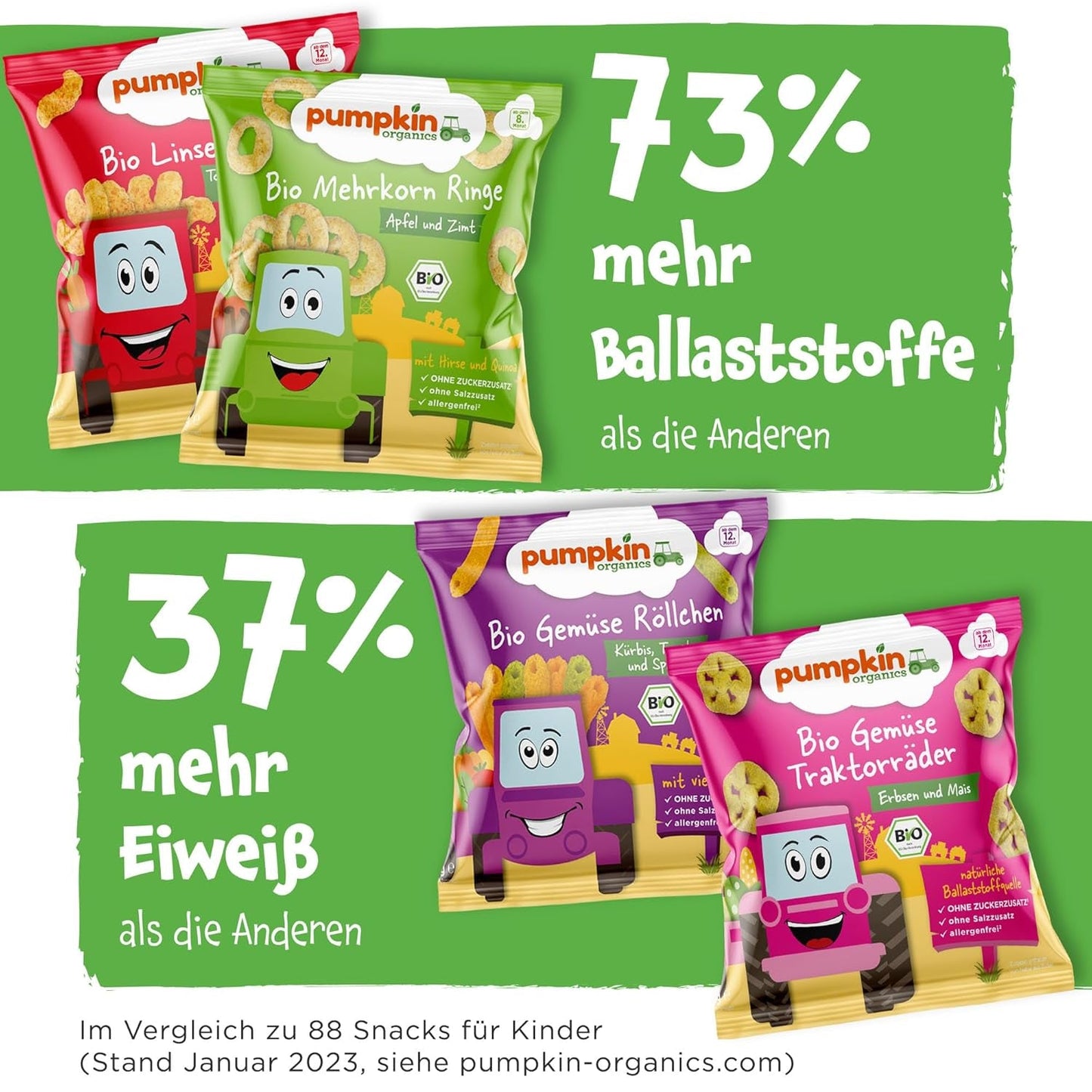 Pumpkin Organics Wieloziarniste krążki z marchewką i mango dla niemowląt (opakowanie 8 szt.) Bez dodatków Przekąski dla dzieci od 12. miesiąca życia – bez alergenów² i bezglutenowe³ Chrupiące przekąski dla dzieci (8 x 20 g)