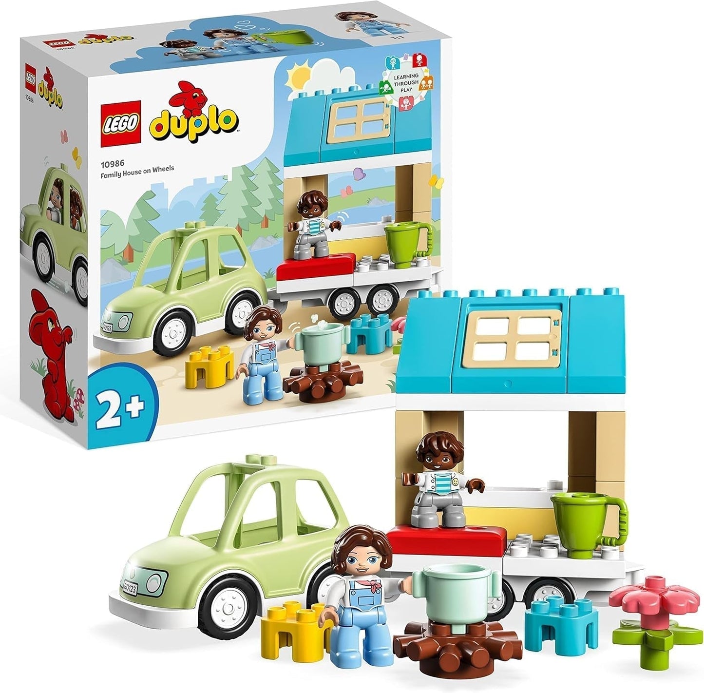LEGO 10986 DUPLO At Home On Wheels, zabawkowy samochód z dużymi klockami, figurkami i samochodzikiem dla chłopców i dziewcząt od 2 lat, rozwija umiejętności motoryczne Zestawy do budowania Besuche den LEGO-Store Singur