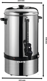 Ekspres Saro z filtrem okrągłym - 6,75 L / 40 filiżanek - stal nierdzewna - funkcja zaparzania i utrzymywania ciepła - kranik bezpieczeństwa - wziernik - 1,5 kW - model SAROMICA 6005