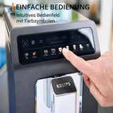 KRUPS Evidence One automatyczny ekspres do kawy z wężem do mleka, cappuccino za jednym dotknięciem, 12 specjałów, funkcja 2 filiżanek, kolorowy wyświetlacz, ekspres do kawy, certyfikat TÜV, czarny, EA895N10
