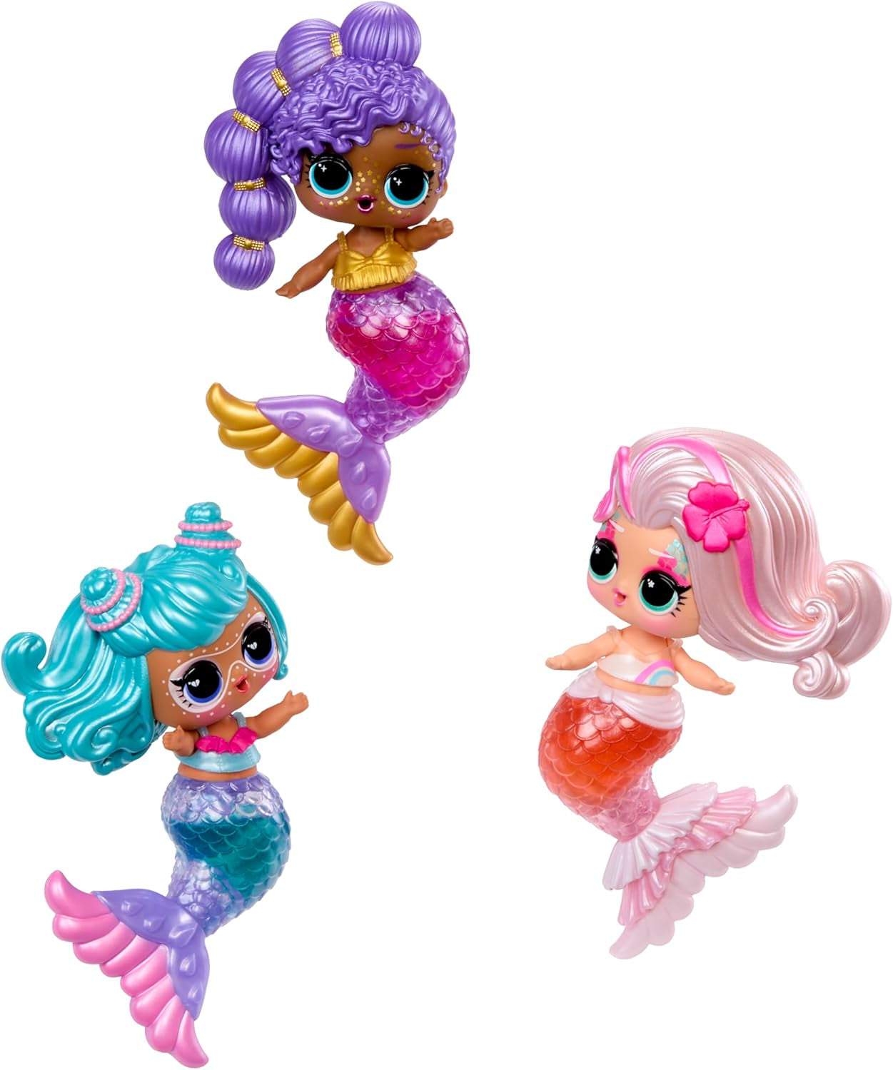 LOL niespodzianka! Mermaids Makeover Magic Tots - Prawdziwy błyszczyk do ust dla Ciebie i Twojej lalki do samodzielnego wykonania, miksowania i tworzenia makijażu, Zabawna zabawa w wodzie, 6 lalek do zebrania - Wiek 4+