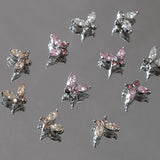 Mini motyl cyrkon breloczki do paznokci Y2K biały szampański różowy Rhinestone kryształowy breloczek motylkowy paznokcie 3D motylkowy wzór paznokci breloczki motylkowe paznokcie dekoracje zdobienie paznokci breloczki akcesoria do paznokci