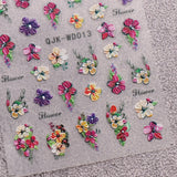 JMEOWIO Nagelsticker Blumen 6 Blatt Nail Art Naklejka Selbstklebend Nagelaufkleber Sommer Blumen Dekoration Nageldesign Zubehör