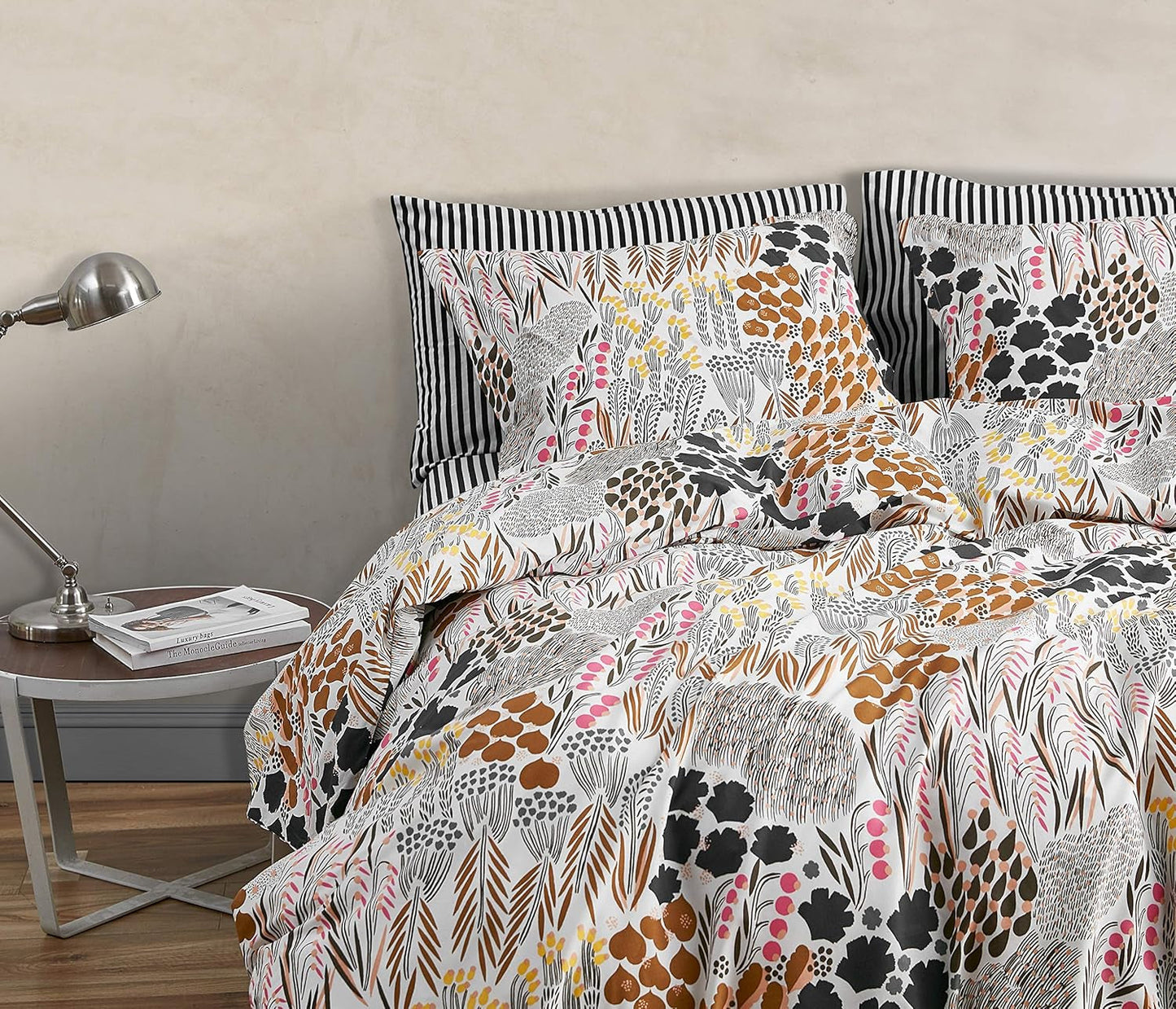 Zestaw pościeli MARIMEKKO Queen, pościel z bawełny perkalowej z pasującymi poszewkami na poduszki, całoroczny wystrój domu (Pieni Letto, wielokolorowy, łóżko typu queen-size) Naty Shop Kołdry i kołdry