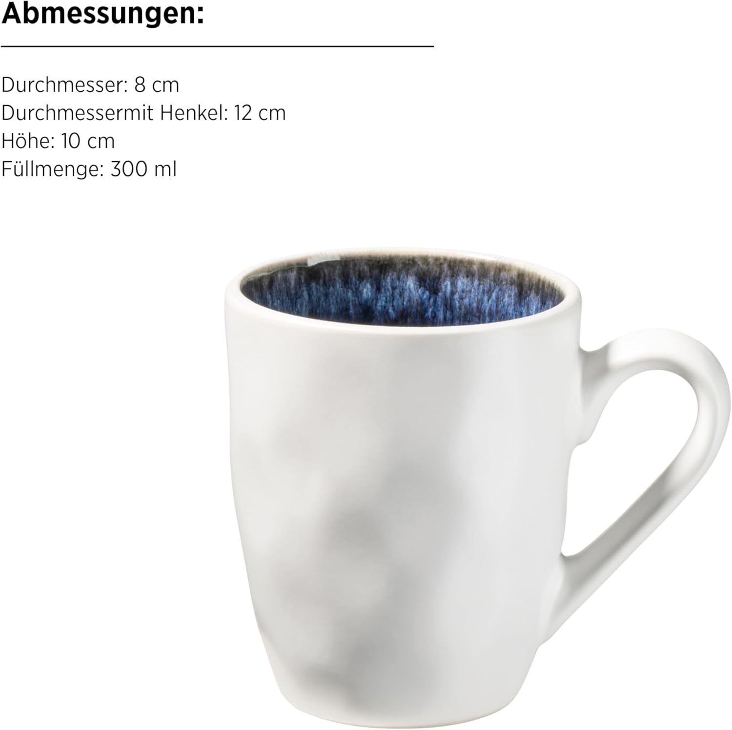 MĘSER 934092 Seria Frozen, Zestaw ceramicznych zastaw stołowych na 4 osoby, 16-częściowy serwis kombinowany o organicznych kształtach, serwis bejcowany na niebiesko, kamionka, ciemnoniebieski
