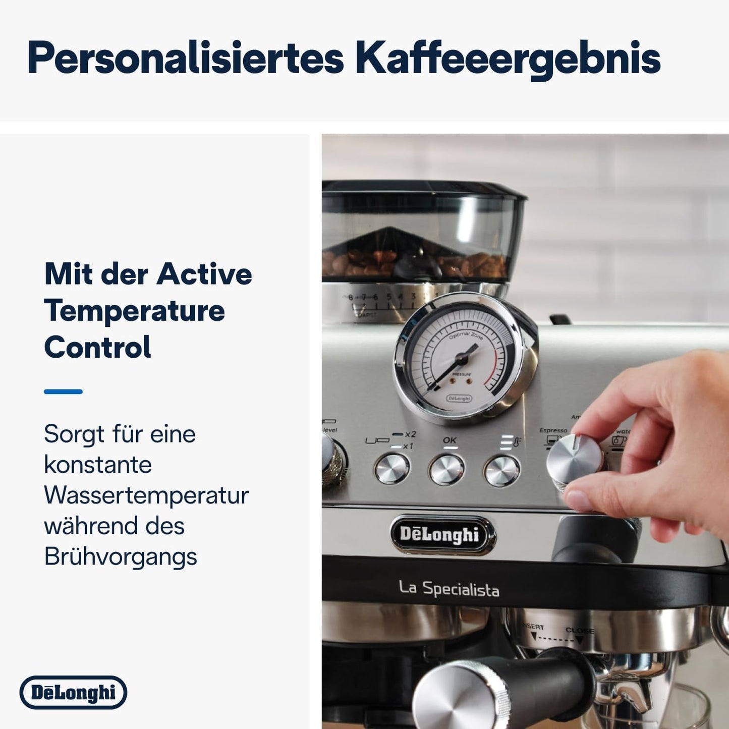 De'Longhi La Specialista Arte EC9155.MB ekspres do kawy z kolbą ze młynkiem, 8 stopni mielenia, ciśnienie 15 barów, 3 ustawienia temperatury, spieniacz do mleka, 1550 W, zbiornik 1,7 l, stal nierdzewna/czarny, w zestawie zestaw baristy