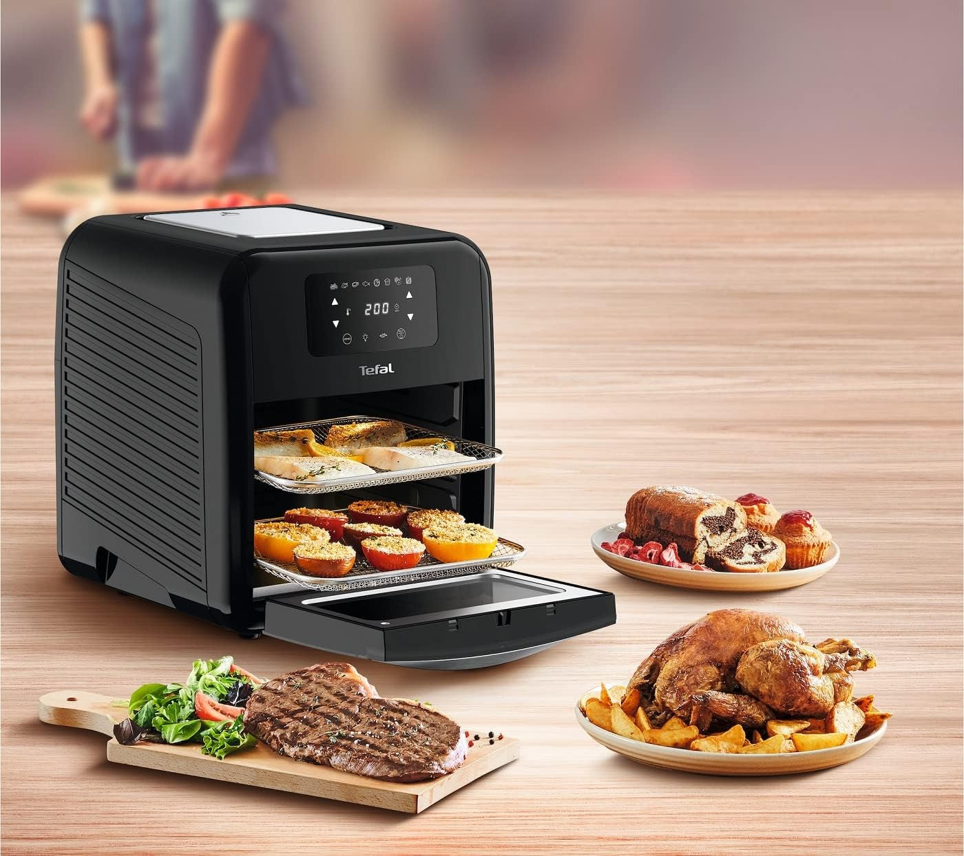 Tefal Easy Fry Oven & Grill Frytownica 9 w 1 na gorące powietrze, 11 l Na 6 porcji, 7 akcesoriów, 8 programów, przepisy online Sprzęt AGD Naty Shop