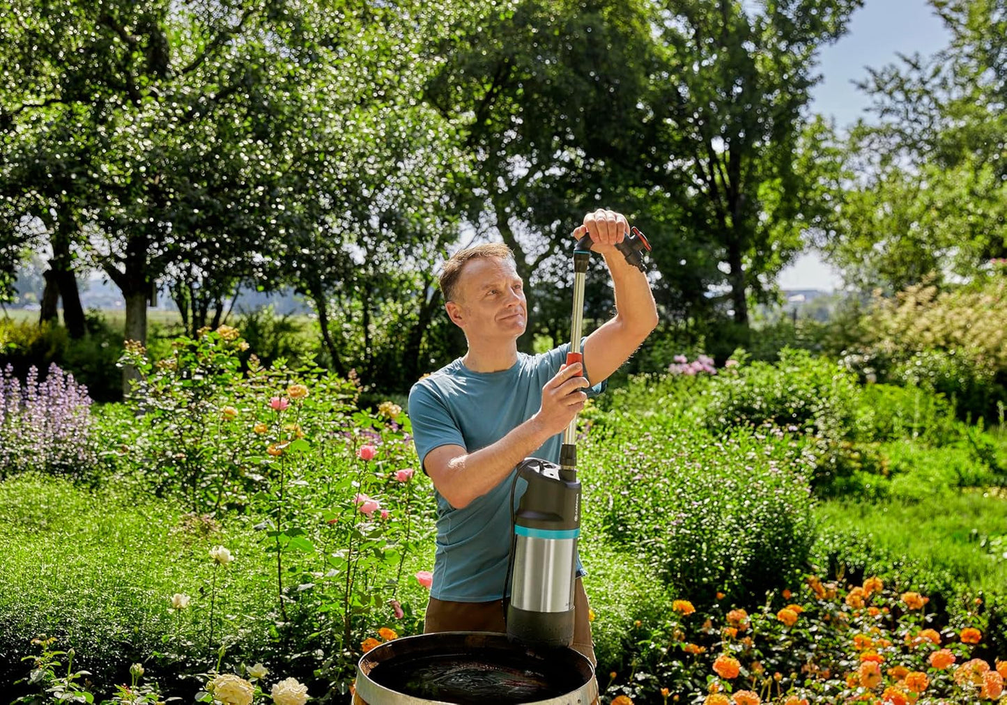 Teleskopowe przedłużenie rury Gardena: Rura przedłużająca do pomp do beczek na wodę deszczową, 21 cm, idealna do dłuższych zbiorników na wodę, gwint 33,3 mm (G1 cal) / 33,3 mm (G1 cal) (1420-20)