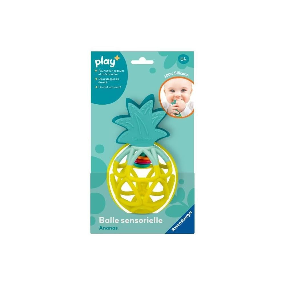 Ravensburger Play + 34013 Piłka sensoryczna, ananas, zabawka dla dzieci od 6 miesiąca, wersja francuska Baby Toys Naty Shop Domyślny tytuł