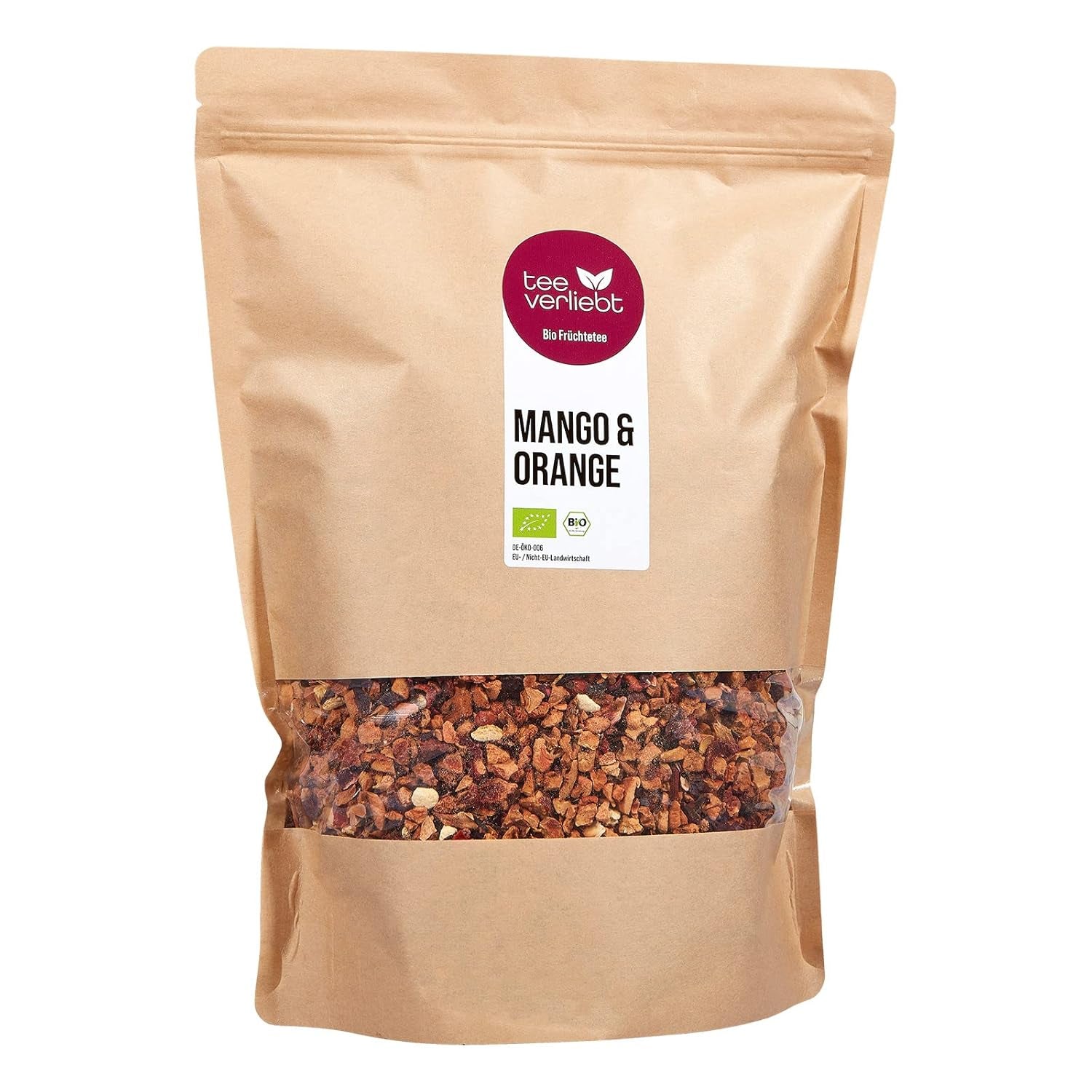Teeverliebt - Herbata owocowa sypana Mango i Pomarańcza 1000 G I Herbata owocowa sypana I Mieszanka letnich herbat z kontrolowanych upraw ekologicznych I Organiczna herbata owocowa sypana 1 kg