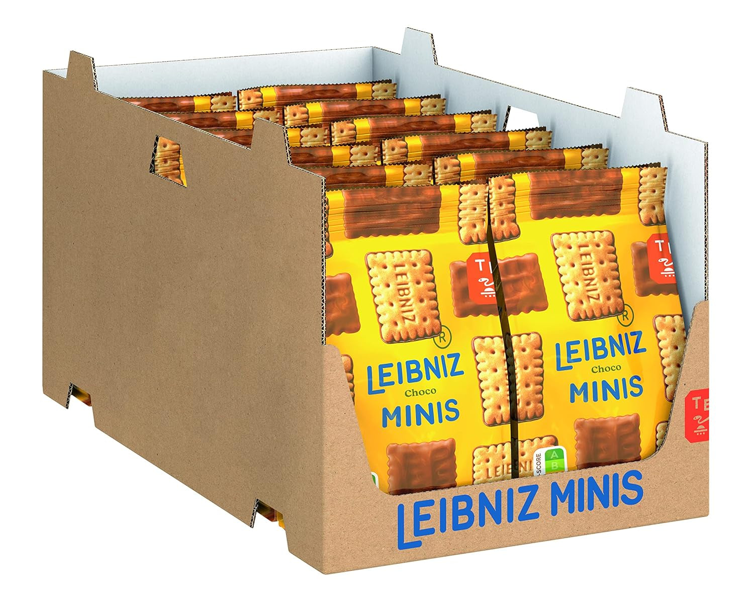 LEIBNIZ Minis Choco Opakowanie zbiorcze 12 małych, chrupiących ciasteczek z mlecznej czekolady do przechowywania lub sprzedaży (12 x 125 g)
