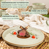 SĘNGER Rio Mint | Zestaw naczyń obiadowych z kamionki na 6, 6 talerzy, 6 talerzy deserowych, 6 misek, miętowo-zielony | KOLEKCJA WARTOŚCIOWA