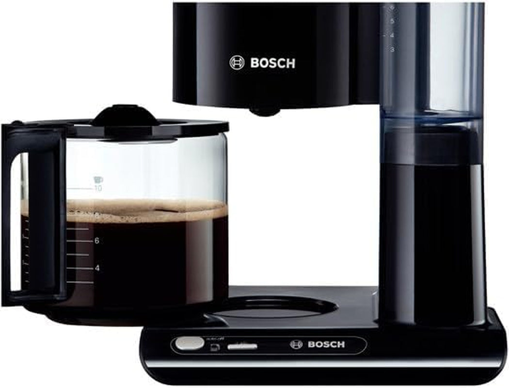 Ekspres do kawy Bosch Styline TKA8013 z filtrem, czujnik aromatu, szklana karafka 1,25 l zachowująca aromat, 10-15 filiżanek, automatyczne wyłączanie, system odkamieniania, system zapobiegający kapaniu, obrotowy uchwyt filtra, 1160 W, czarny