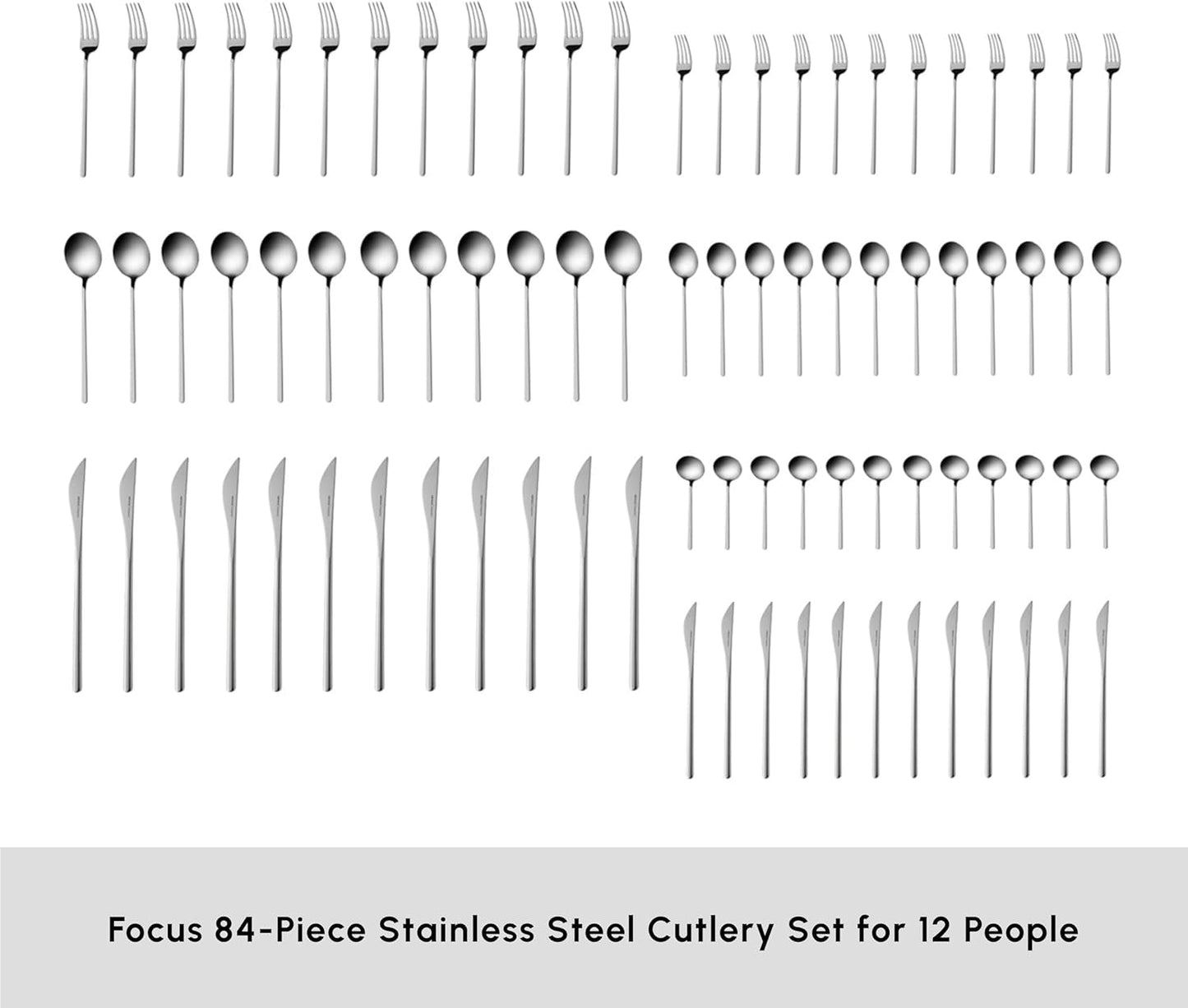 Karaca Focus Elegance, 84-częściowy zestaw sztućców, 12 osób Kitchen Naty Shop