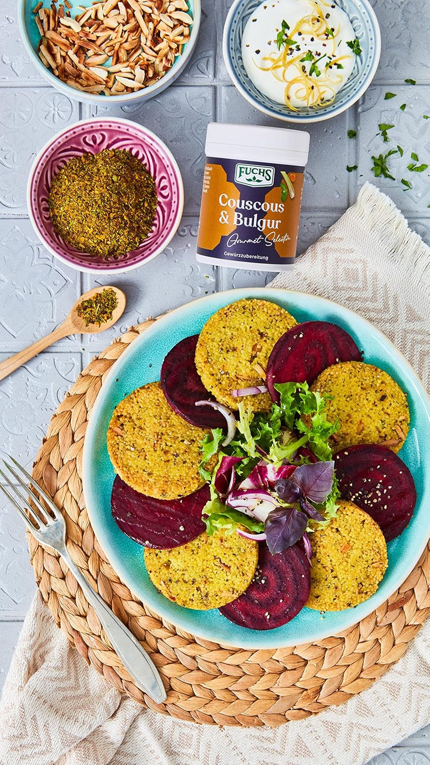 Fuchs Spices Gourmet Selection Bliski Wschód/Afryka - Mieszanka przypraw do kuskusu i bulguru Mieszanka przypraw do wielokrotnego napełniania do przyprawiania potraw bulgur Wegańskie 55g