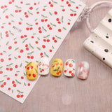 JMEOWIO Nagelsticker Kirschfrucht 6 Blatt Nail Art Naklejka Selbstklebend Nagelaufkleber Dekoration Nageldesign Zubehör