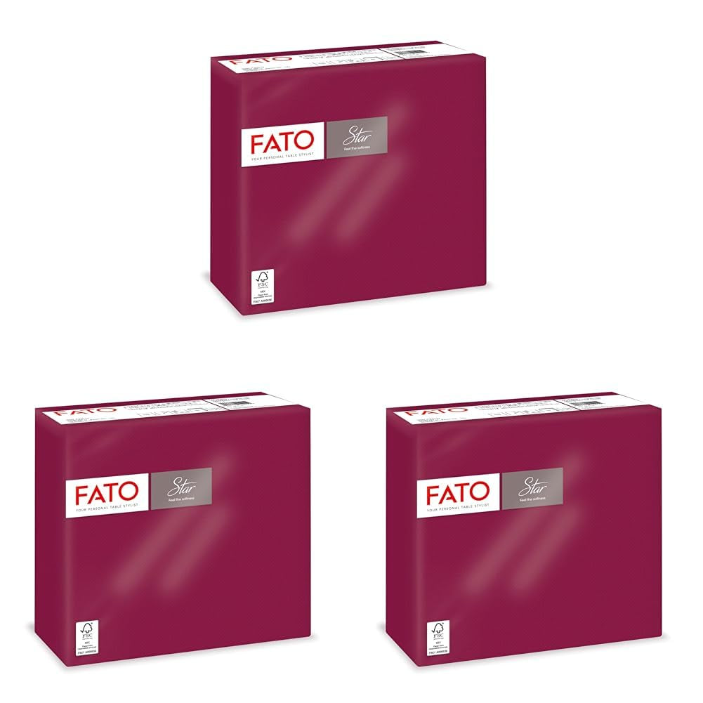 - Miękkość i miękkość Jednorazowa bibułka 40 sztuk 38X38 Rozmiar 4-krotnie 2-warstwowa Bordeaux Kolor 100% czystego papieru celulozowego Certyfikat Fsc (3 paczki)