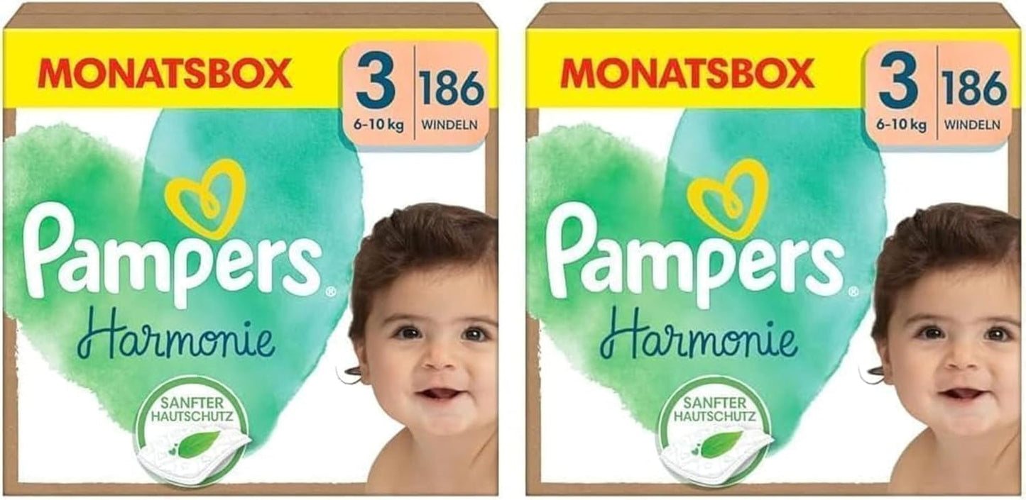 Pieluchy Pampers Harmony rozmiar 1, 180 pieluszek, 2kg-5kg, delikatna ochrona skóry dzięki 100% ochronie Pampers