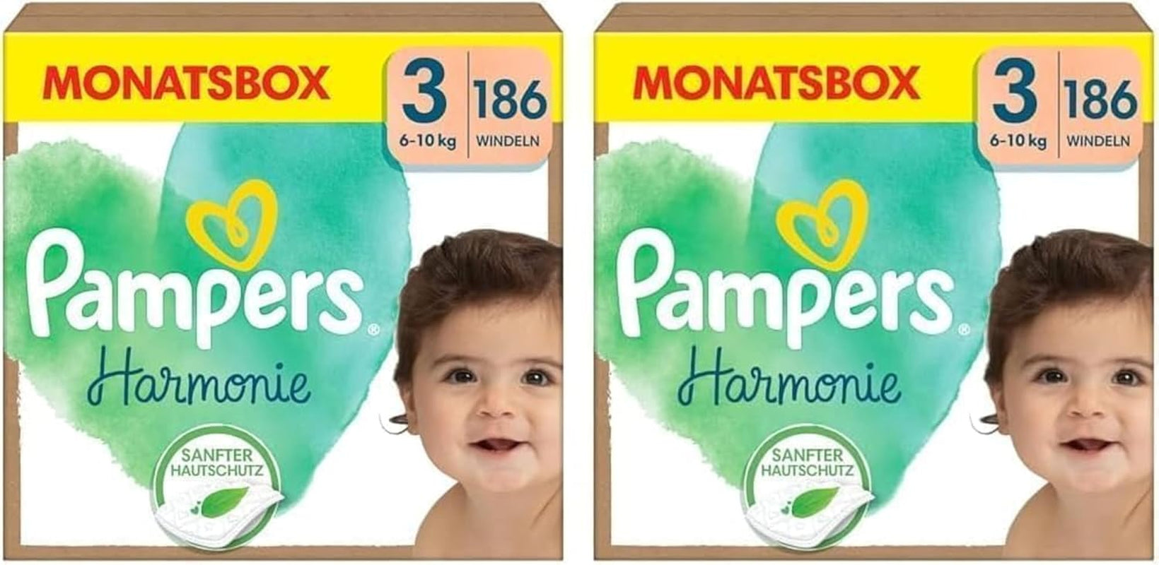 Pieluchy Pampers Harmony rozmiar 1, 180 pieluszek, 2kg-5kg, delikatna ochrona skóry dzięki 100% ochronie Pampers