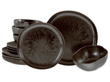 CreaTable, 21249, seria Natura Organic RUSTY, 12-częściowy zestaw naczyń obiadowych dla 4 osób, zestaw talerzy porcelanowych, można myć w zmywarce i używać w kuchence mikrofalowej, wyprodukowano w Europie