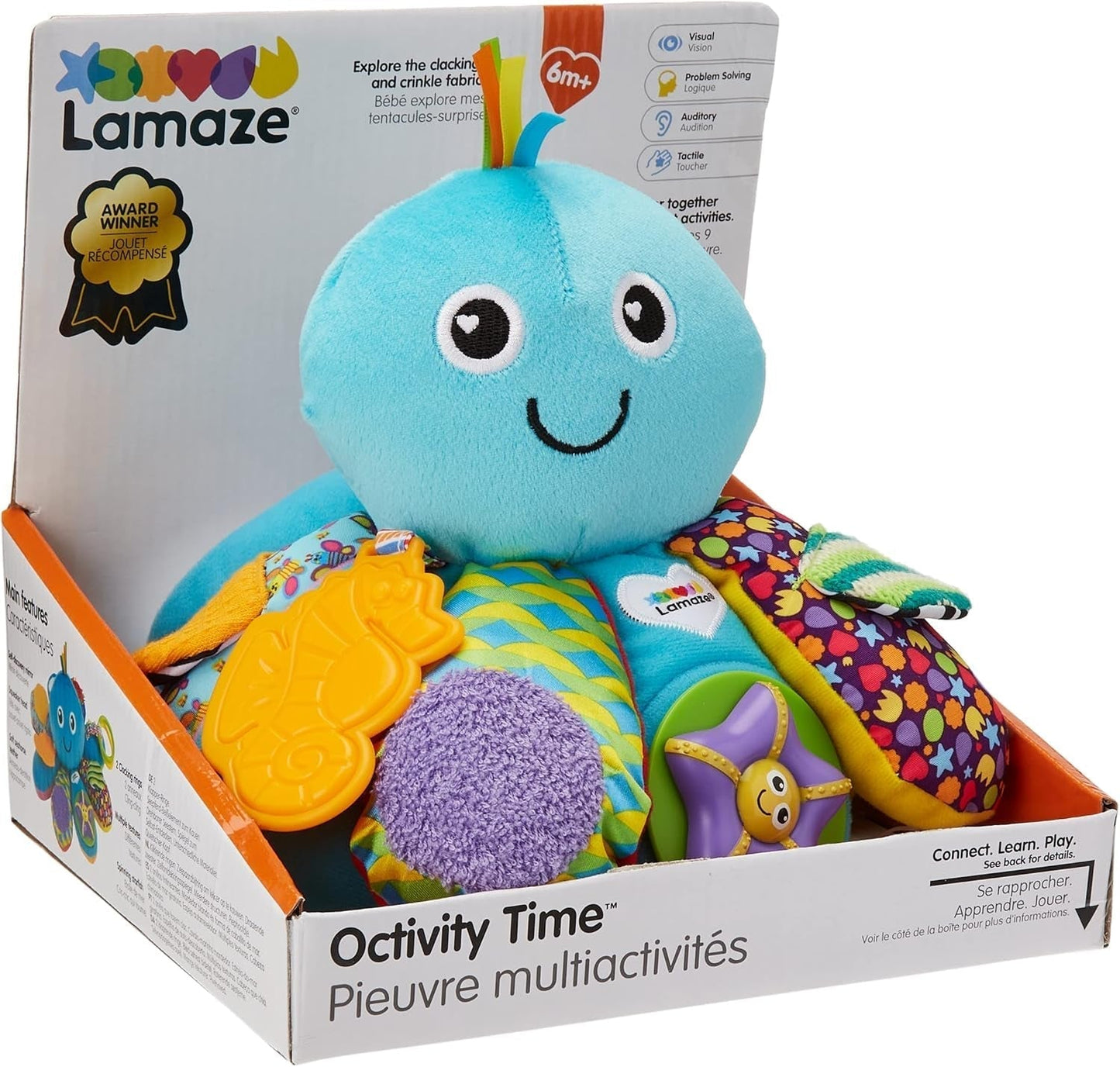 LAMAZE Octivity Time Zabawka sensoryczna dla niemowląt, miękkie dziecko do zabawy i odkrywania, ośmiornica Maluch Odpowiedni od 6 miesiąca życia, chłopcy i dziewczęta powyżej 1 roku Zabawki dla dzieci Naty Shop Octivity Play Octopus