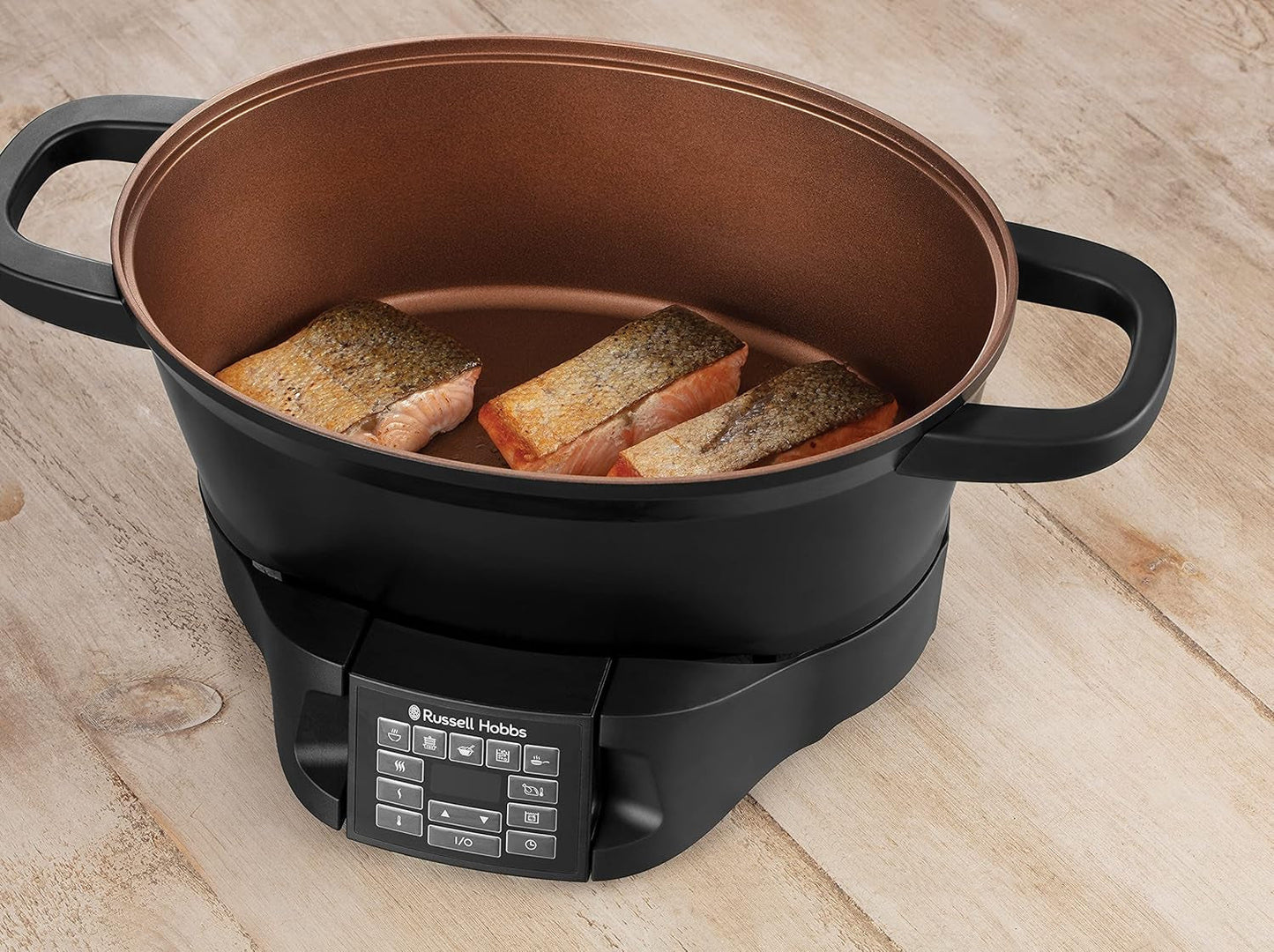 Multicooker Russell Hobbs 6,5L, wyświetlacz cyfrowy, 8 funkcji gotowania Wolnowar Naty Shop
