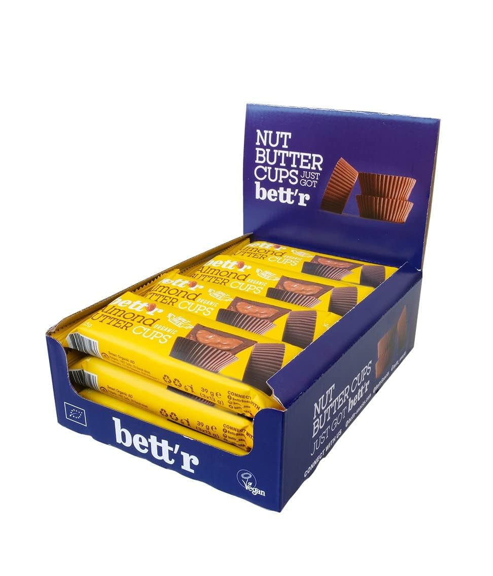 Organiczne jaskry z orzechów laskowych Bett'r Guilt Free. 100% wegańskie, bezglutenowe i bez laktozy - 12 x 39 g
