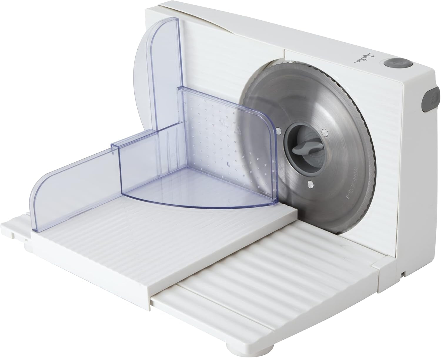 Kompaktowa krajalnica elektryczna JECF0300, wyjmowane ostrze ze stali nierdzewnej, średnica 170 mm, kontrola grubości od 0 do 15 mm, 150 W Tarki i krajalnice Naty Shop