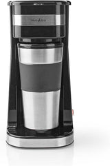 Espressor NEDIS - Kawa filtrowana - 0,4 l - 1 filiżanka - Timer - Czarny / Srebrny