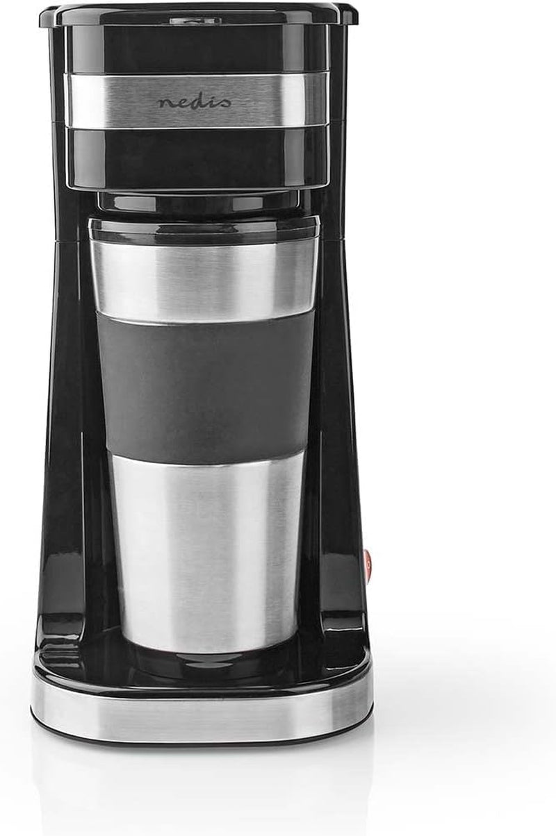 Espressor NEDIS - Kawa filtrowana - 0,4 l - 1 filiżanka - Timer - Czarny / Srebrny