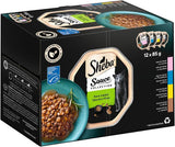 Opakowanie zbiorcze tacki do zbierania sosów Sheba, drobna odmiana MSC, 4x12x85g