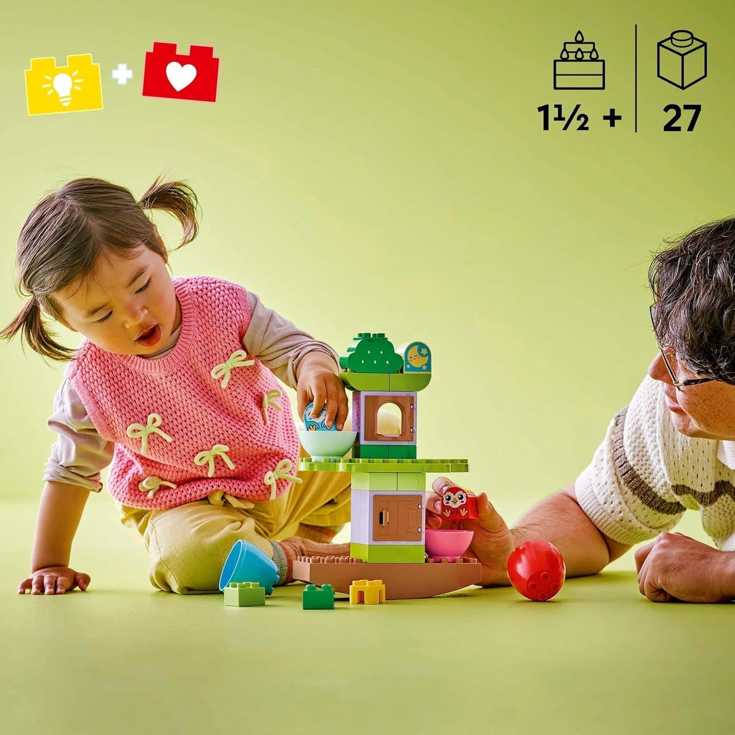 Drzewo LEGO DUPLO do utrzymywania równowagi i układania w stosy, zabawka rozwojowa, zestaw do budowania dla dzieci od 18 miesięcy, kreatywna zabawka dla dzieci, zabawka edukacyjna z 2 ptakami 10440 Zestawy do budowania Besuche den LEGO-Store