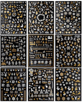 JMEOWIO Nagelsticker Weihnachten 9 Blatt Nail Art Naklejka Selbstklebend Nagelaufkleber Schneeflocke Schneemann Festival Weißes Gold Dekoration Nageldesign Zubehör