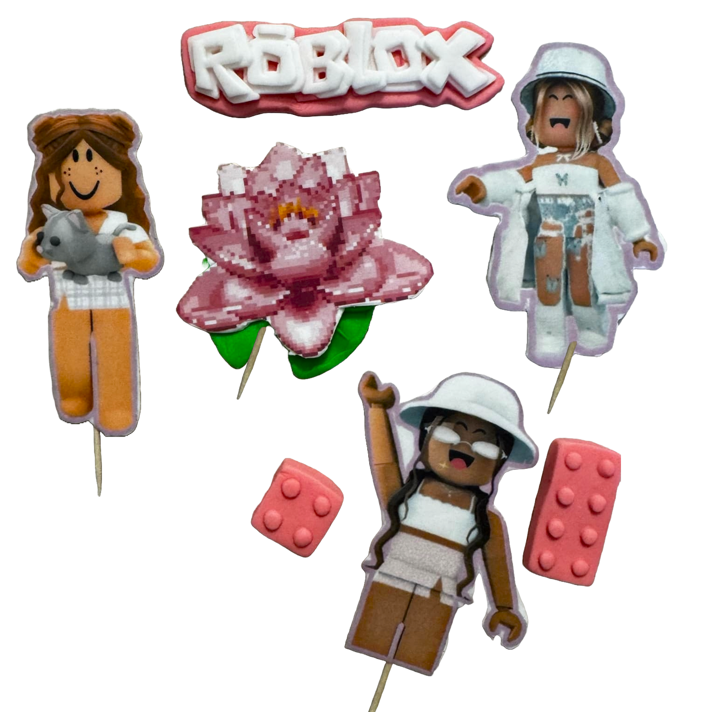 Zestaw 7 dekoracji z jadalnej pasty cukrowej, Roblox Girls Dekoracje z pasty cukrowej Naty Shop